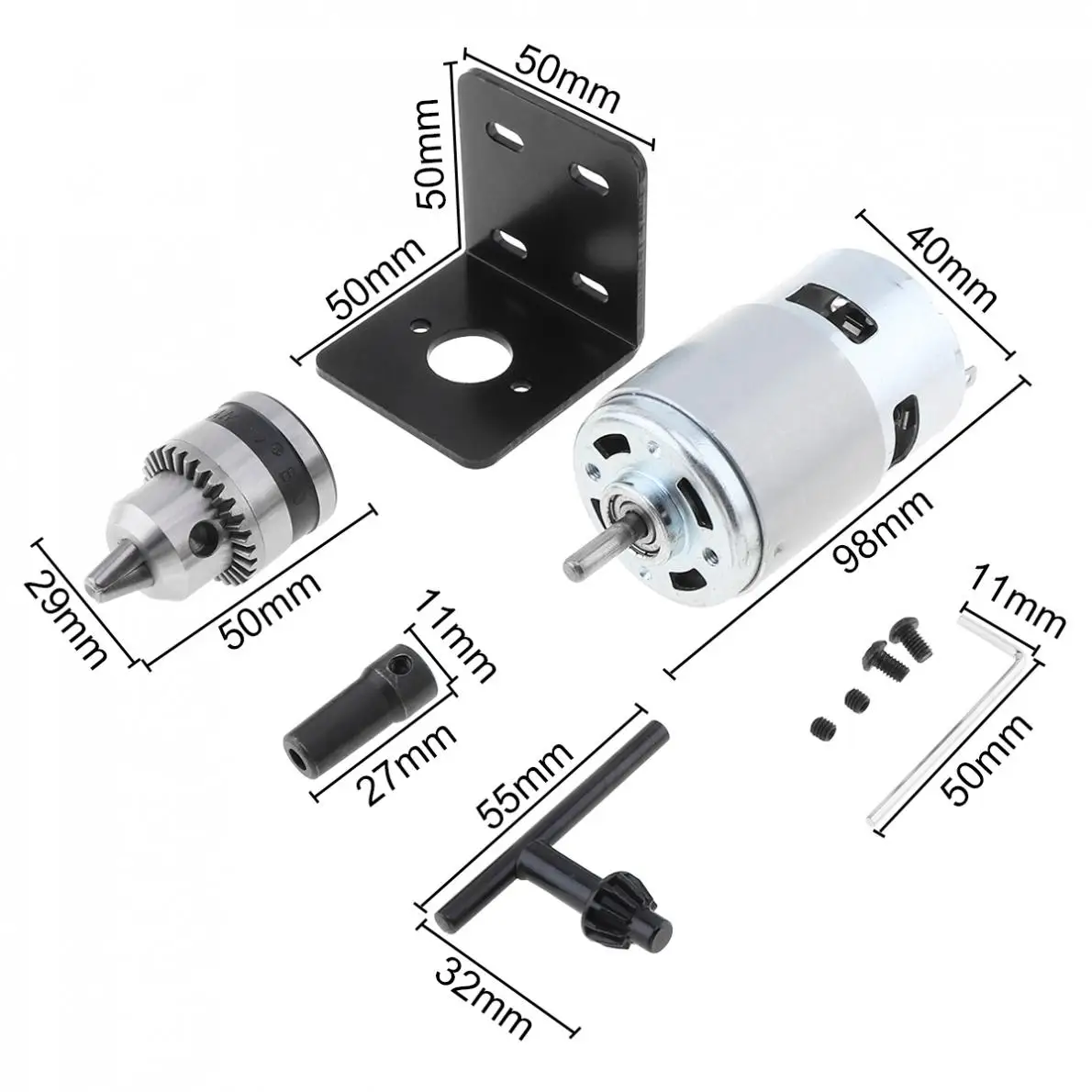 1set 12-24V 775 Lathe Press Motor with B10 Drill