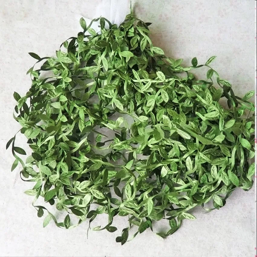 

20meters,High Quality Big Fabric Green Leaves(3*1.3CM/Single Leaf)Fake Rattan Artificial Silk Ivy Vine,DIY garland accessories