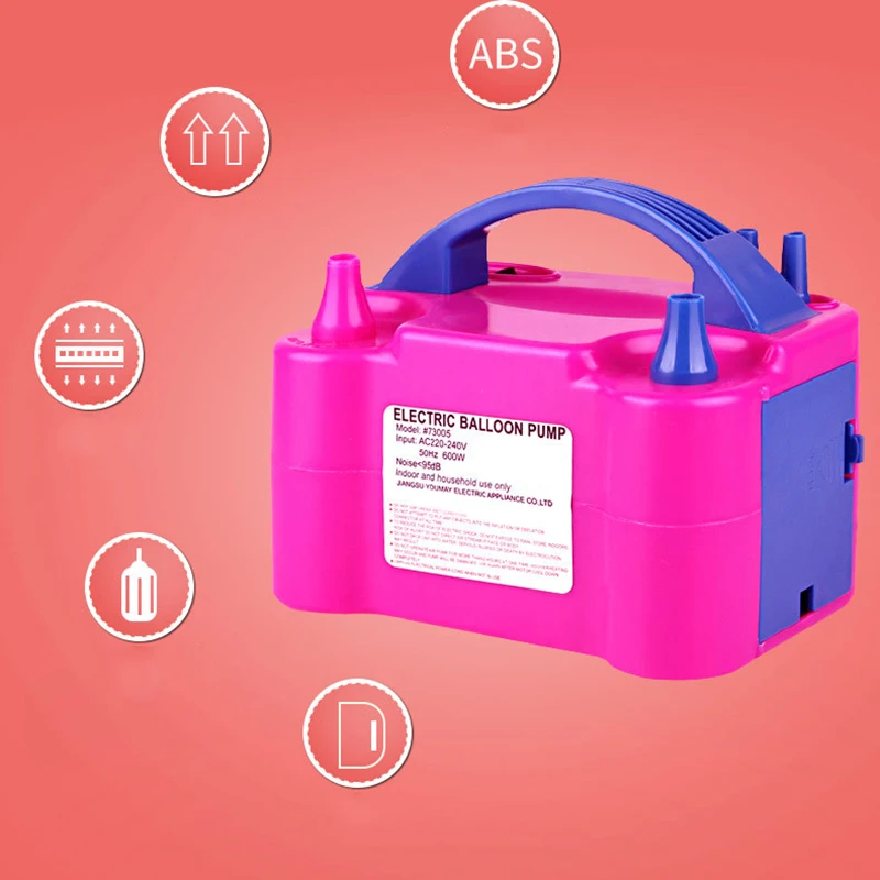  Mini Fashion Portable Electric Balloon Air Pump Inflatable Double Nozzle Gas Blower 220V Eu Plug