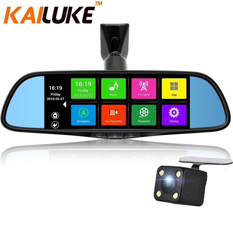 7 Inch Mirror Car DVR GPS Wifi Car DVRS Navigation Dual Camera Video Recorder Rearview Dashcam Blackbox Android 4.4 HD 1080P