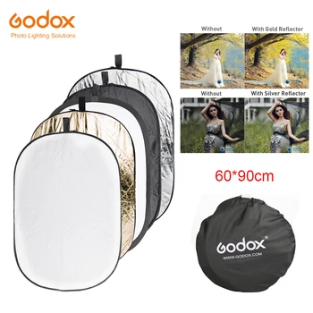 

Godox 5 in 1 60*90cm Background Board Round Rectangle Reflector Collapsible Lighting Diffuser Disc Black Silver Gold White