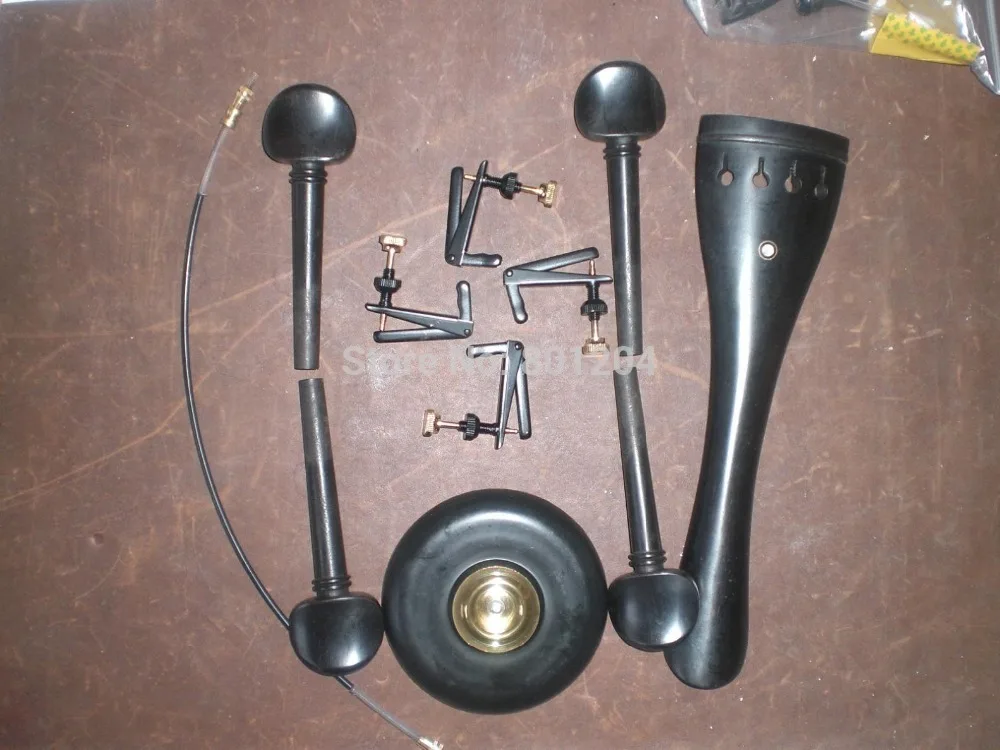 

1 Set EBONY Cello Fitting Tail gut and Fine tuners and End pin stopper ALL 4/4