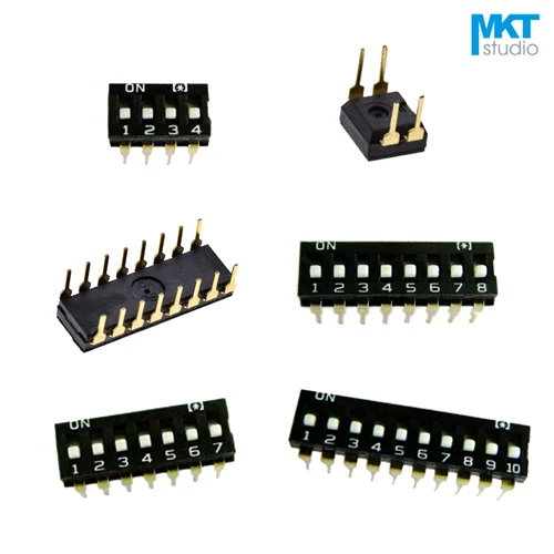 

100Pcs Black Through Hole 5/6/8/10 Positions 2.54mm Pitch High Key DIP Dial Switch