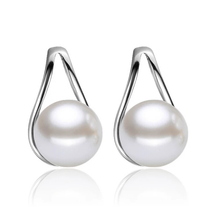 

2016 new arrival hot sell fashion pearl flower 925 sterling silver ladies`stud earrings jewelry gift