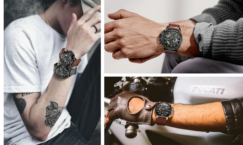 BREAK мужские наручные часы Топ люксовый бренд кожаный ремешок Повседневная мода хронограф светящийся Календарь бизнес спортивные военные часы