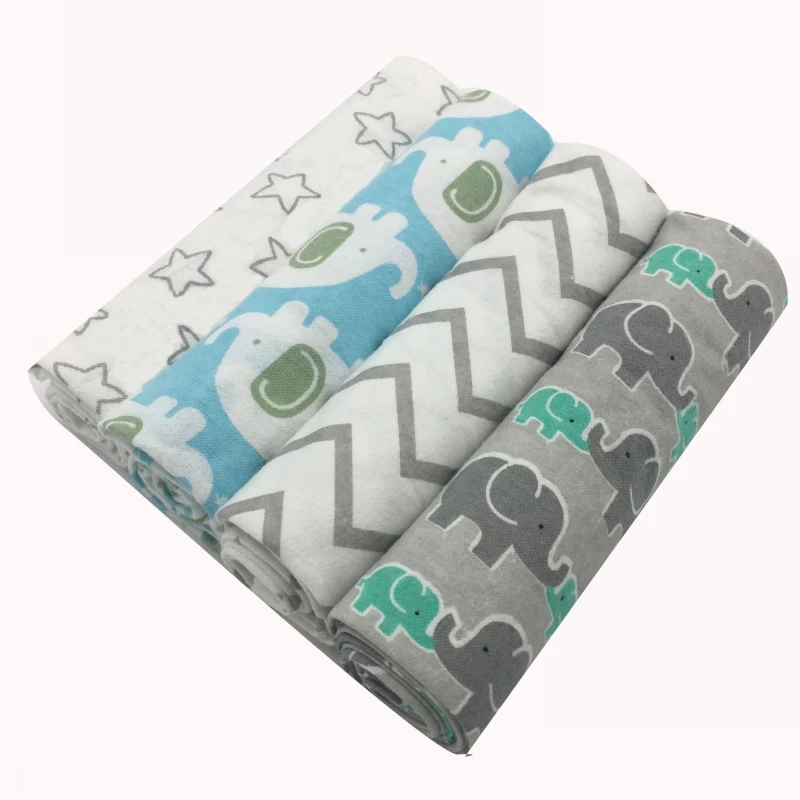 4 шт./лот, детское одеяло, хлопок, Фланелевое детское одеяло, для новорожденных, цветное, cobertor, детская простыня, супермягкое одеяло, 76x76 см - Цвет: elephant grey