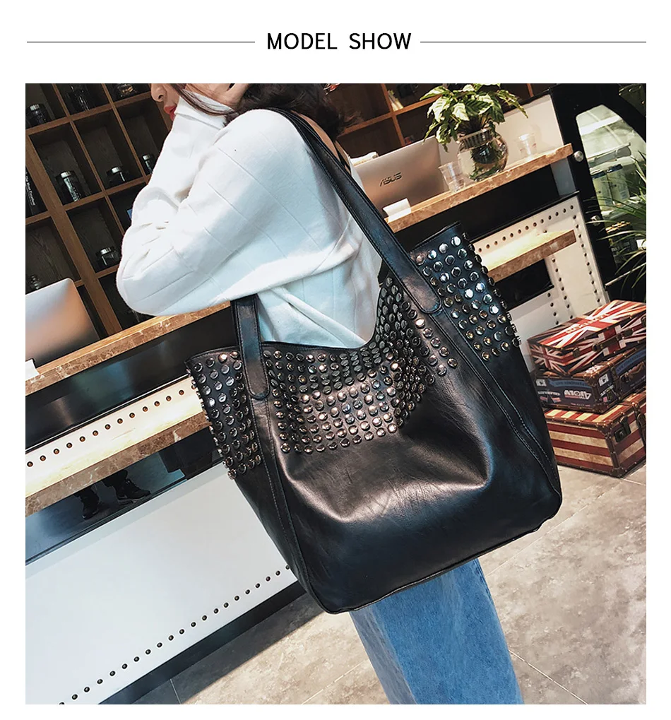 Mulheres de couro preto casual tote senhoras