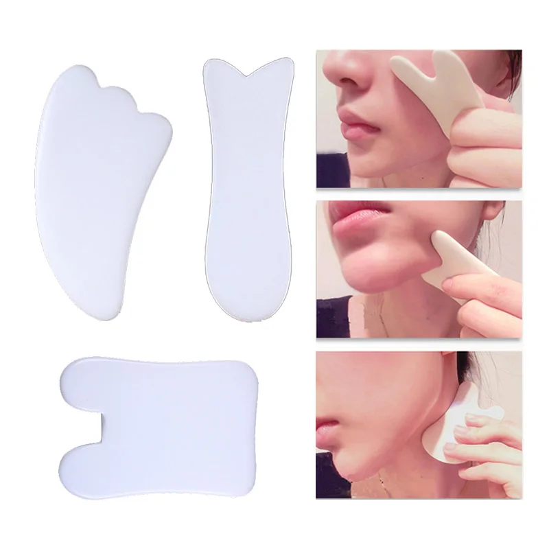 

White Ceramic Scraper Imitation Jade Gua Sha Board Anti Cellulite Wrinkles Facial Scrapping Machine Face Body Shaping Massager