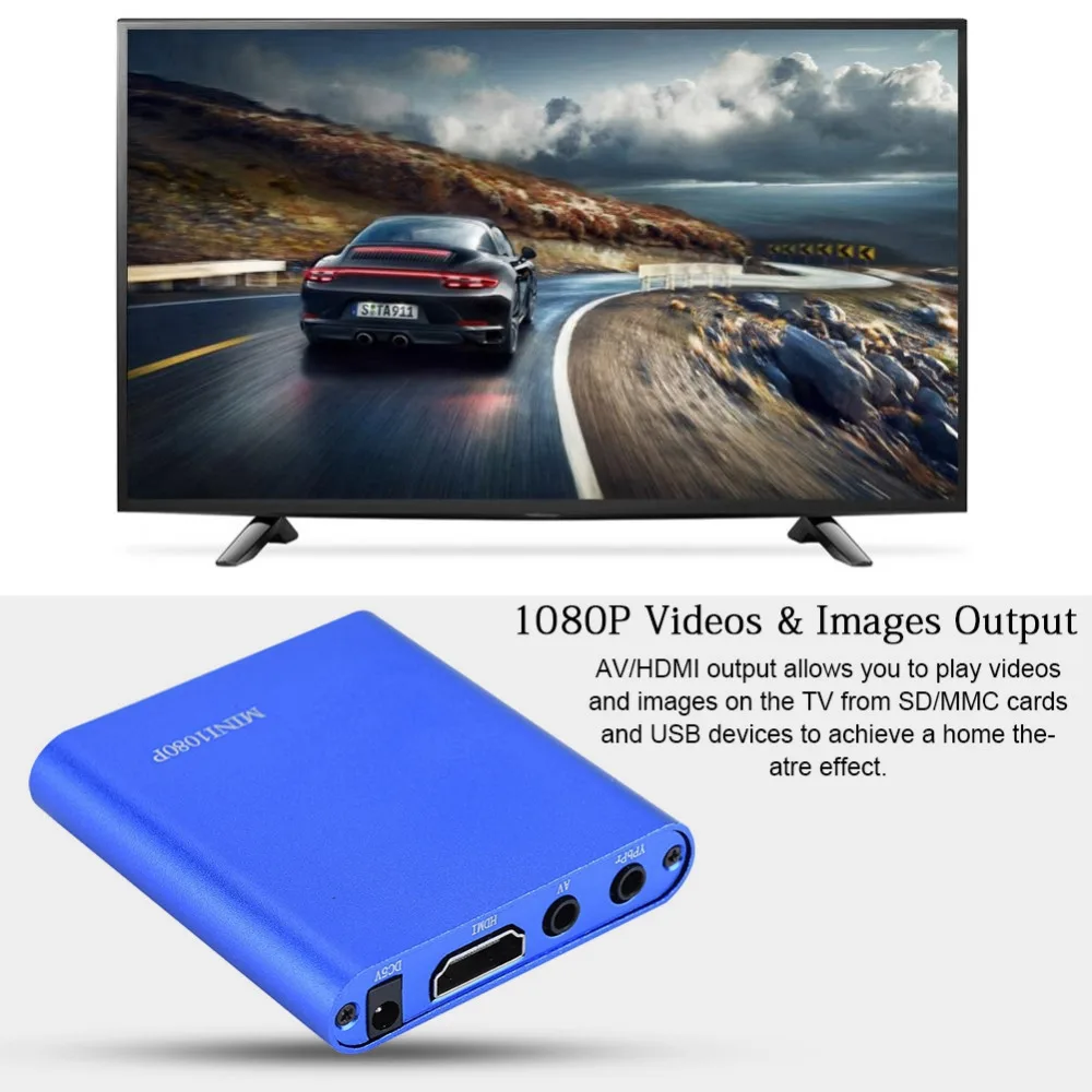 Мини Full HD Usb внешний Hdd медиаплеер стерео звук и 1080 P видео HDMI/AV выход медиаплеер центр