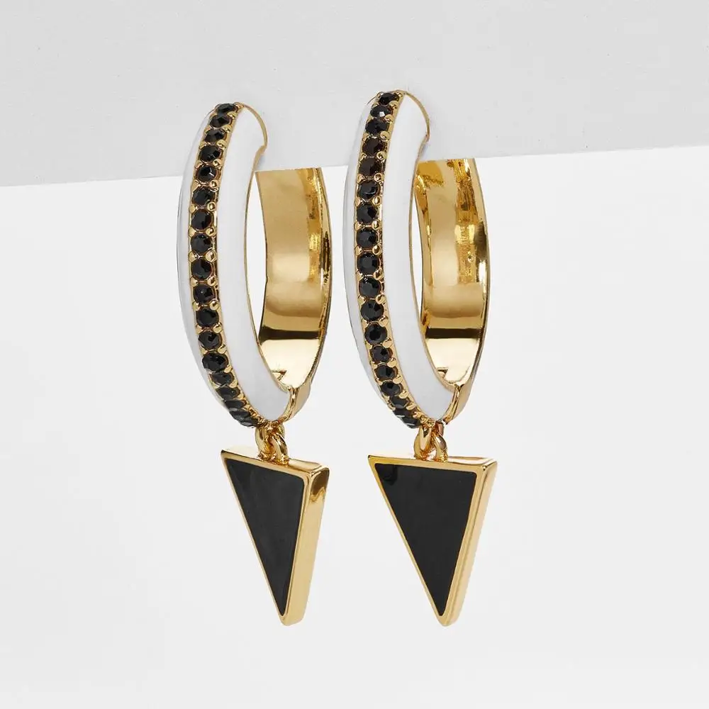 

BA Latest Gold Thick Enameled Triangle Shaped Chunky Hoop Earrings Brincos Women Fashion Jewelry Free shipping