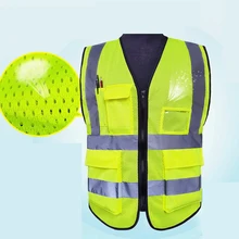 Высокое качество видимость светоотражающий жилет мотоцикл Велоспорт Спорт на открытом воздухе Светоотражающая одежда безопасности несколько карманов