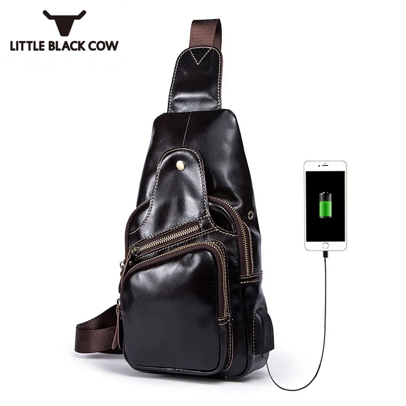 

2019 New Style USB Charging Messenger Bag Men Genuine Leather Motorcycle Bags Mens Casual Black Adjustable Travel Crossbody Bag