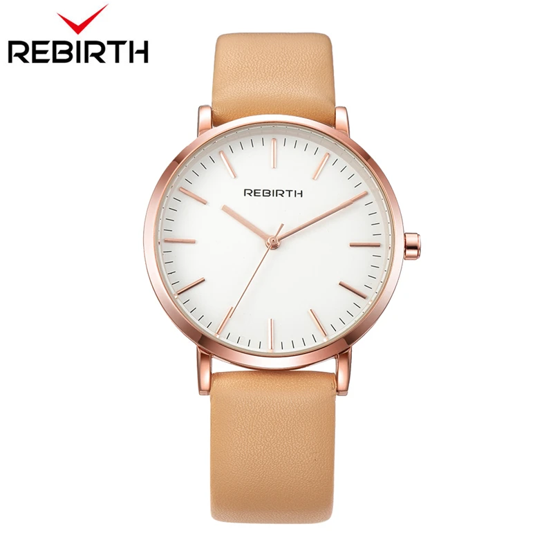 

REBIRTH Ladies Watches Top Brand Luxury Quartz Analog Leather Bracelet Watches for Women Wristwatches Relogio Femenino with box