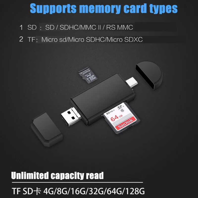 3 в 1 type C и micro USB и USB OTG кард-ридер высокоскоростной USB 2,0 универсальный OTG TF/SD для Android компьютера удлинители