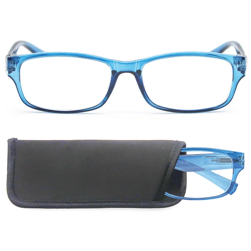 Reading Glasses Men Women Rectangle Durable Frame Readers Flexible Spring Hinge Clear View Magnification Strength +0.5 to +5.0 5