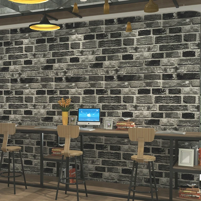 3d En Relief Brique Pierre Vintage Papier Peint Salon Café