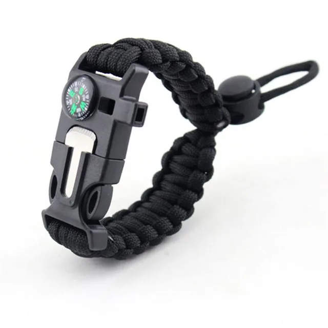 New Woven Bracelet Men Multi function Compass Survival Whistle Bracelet