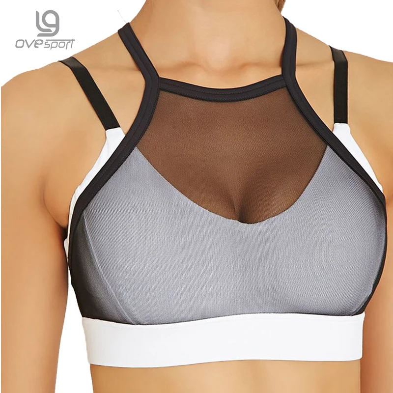 New Mesh Trim Sporting Bra Women Fitness Shockproof