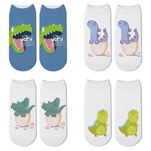 Новинка; женские носки с объемным принтом динозавра из мультфильма; детские короткие носки с милым динозавром; Kawaii Tyrannosaurus Rex; короткие носки