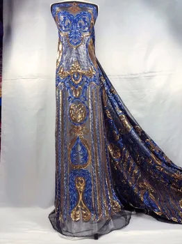 

2018 Latest African velvet lace sequins tulle lace Hot new for guipure african sequence lace fabric for Nigerian wedding dresses