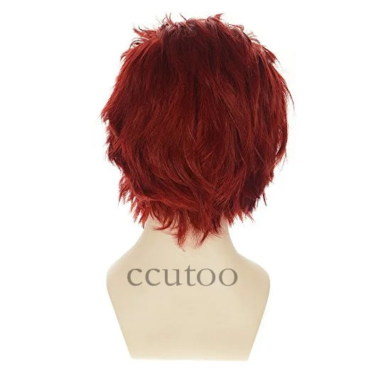 Ccutoo судьба/zero Райдер короткий красный причесанный назад пушистый Многоуровневая Синтетические волосы теплостойкость Волокно Косплэй полный Искусственные парики+ медведь