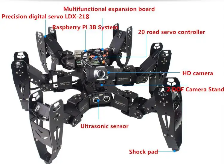 Raspberry pie hexapod робот Беспроводной Wi-Fi передача видео дистанционное управление RaspberryPi с открытым исходным кодом Питон