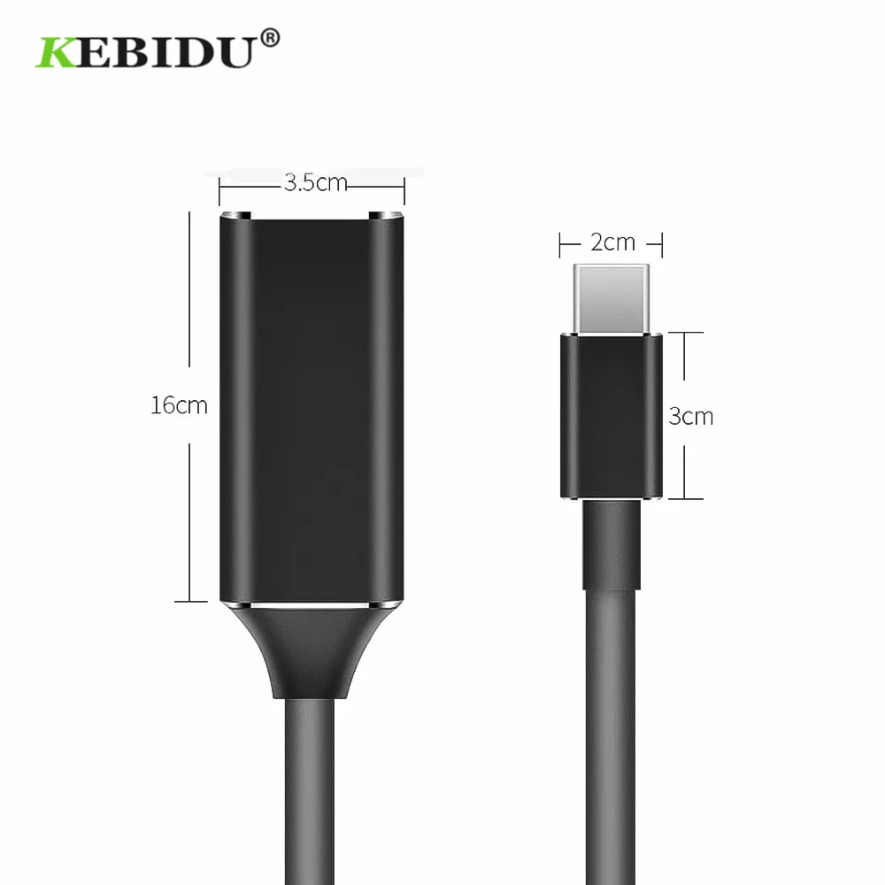 KEBIDU Тип C к HDMI USB адаптер USB 3,1(USB-C) к HDMI адаптер конвертер «Папа-мама» для ПК компьютер ТВ дисплей телефон