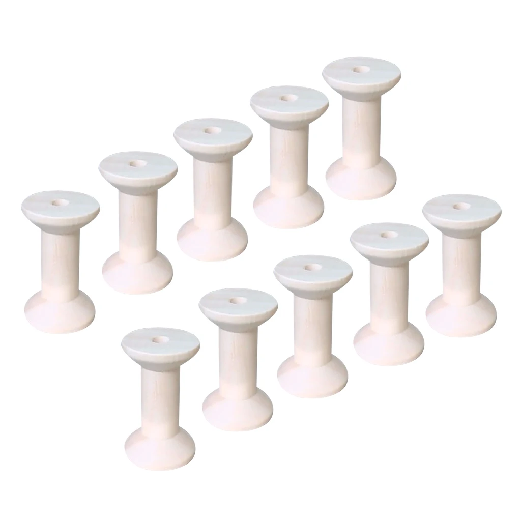 20 Pieces Wooden Empty Thread Spools Reels Bobbin For Sewing Ribbons 47mmx31mm