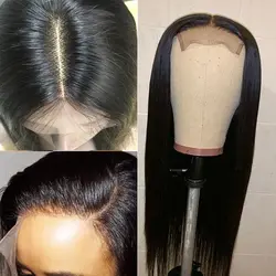 Бразильский парик 4*4 прямой парик шнурка фронта человеческих волос парики предварительно сорванные с волосами младенца может королева