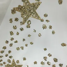 Дизайн африканская кружевная ткань золотистого цвета глиттер блестки французский Тюль кружевная ткань с блестками для свадебного платья