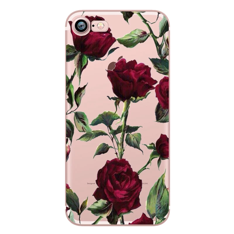 Summer Flower Fresh Retro Rose Peony Silicon Transparent TPU Soft Clear Phone Case for Apple iphone 5S 6S 6plus 7plus SE 5 Coque (9)