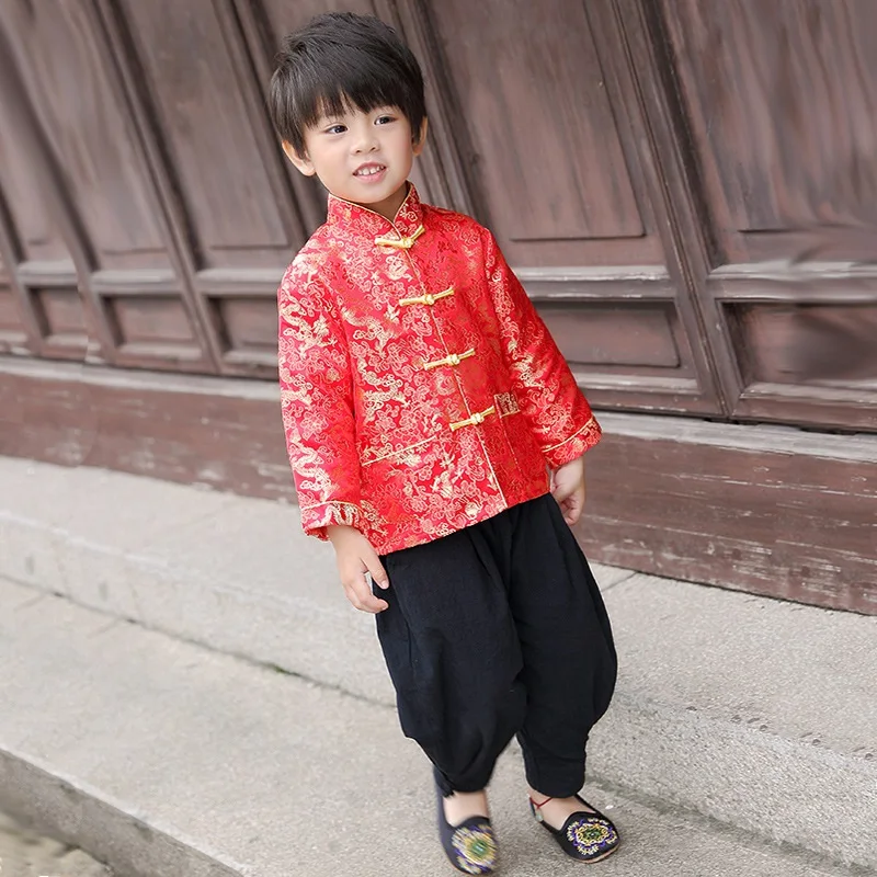 Chinois Costumes Dragon Du Enfants Fête Manteau Rouge Printemps 1qUtw8Wn