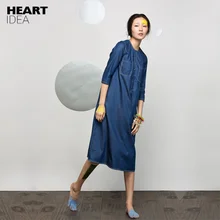 Lynette's chinoisury летнее женское джинсовое свободное платье средней длины с коротким рукавом