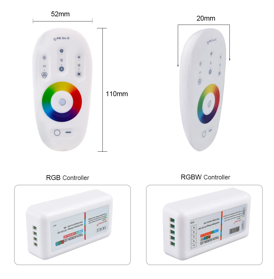 EeeToo Touch Screen LED RGB RGBW Controller 2.4G DC 12-24V Wireless RF Remote Controller Dimmer for RGB RGBW LED Strip Light (3)