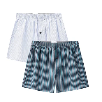 

Underwear Men Boxer Plaid Underpants 100% Cotton Shorts Men Striped Arrow Panties Loose High Quality Breathable Drop Shipping