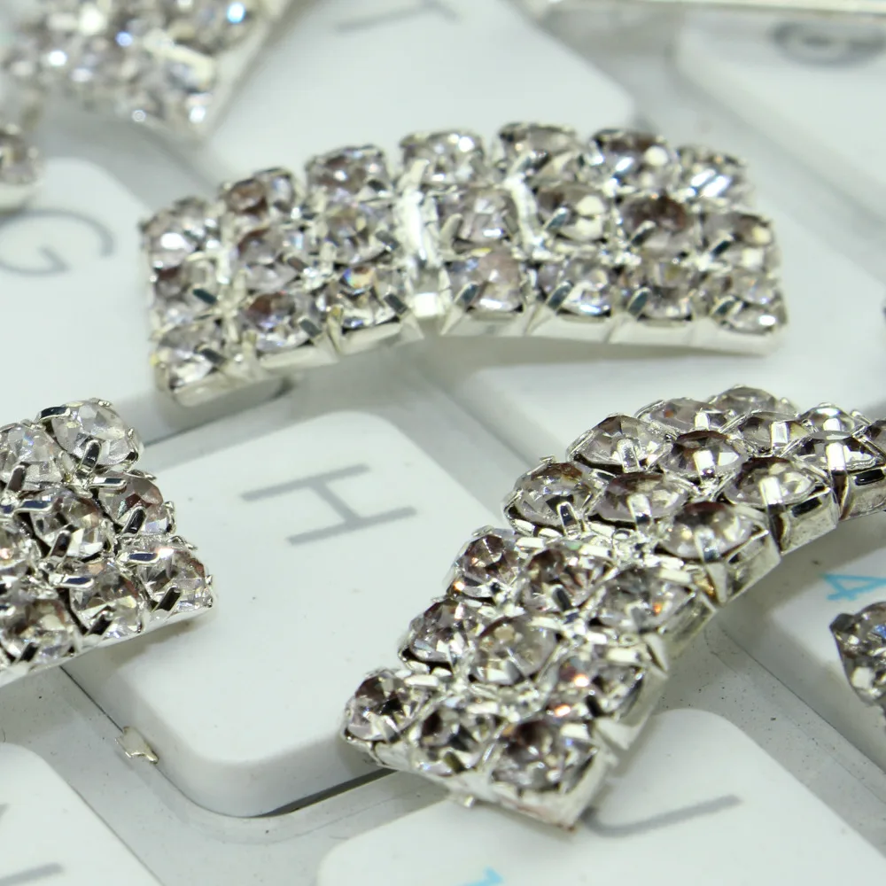 

20pcs 21x8x7mm silver Rhinestone bow Button Wedding Bow DIY Hair Accessories Silver Metal Button,high quality promotion price