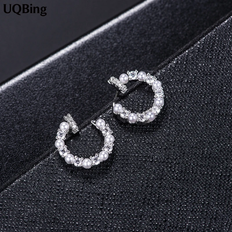 Высококачественные роскошные геометрические круглые жемчужные серьги, 925 пробы серебряные серьги-гвоздики, ювелирные изделия