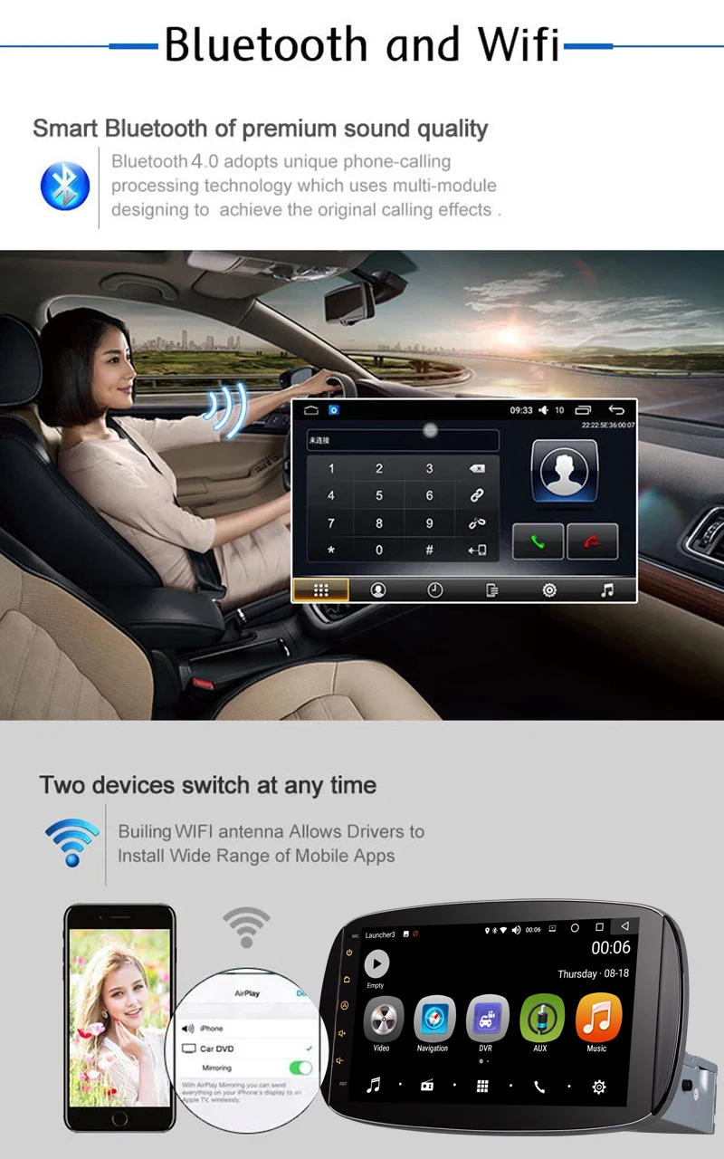 Clearance Android 8.0 9 inch Car DVD Player Stereo Radio GPS Navigation Bluetooth 4GB/32GB Auto Radio for Mercedes-Benz Smart 2