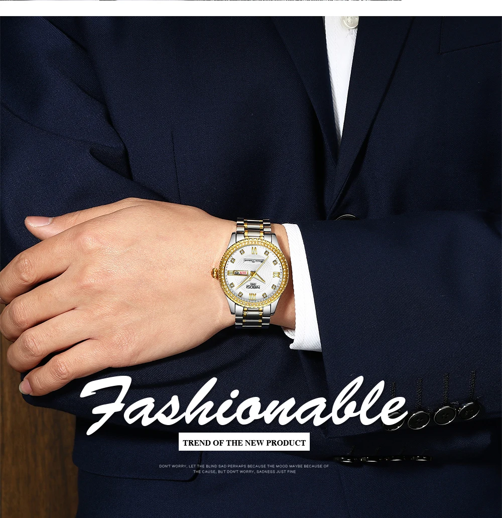 Мужские часы, золотые часы, мужские роскошные брендовые наручные часы, модные мужские часы с кристаллами, нержавеющая сталь, дата и неделя, Saat