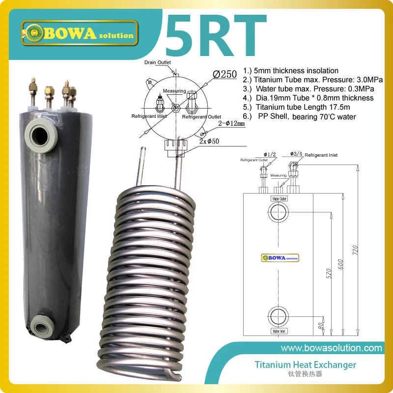 5RT титановый теплообменник трубка устраняет любую коррозию и увеличивает эффективность передачи тепла, никогда не коррозионны или износ