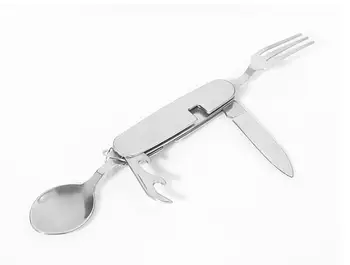 

1PC 4 in 1 Outdoor Camping Equipment Folding Cutlery Stainless Steel Cookware Foldable Knife Fork Spoon Bottle Opener KX 235