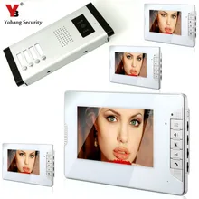 YobangSecurity 4 Units Apartment Intercom Wired 7″ Video Door Phone Video Door Entry System Intercom Doorbell Home Security Kit