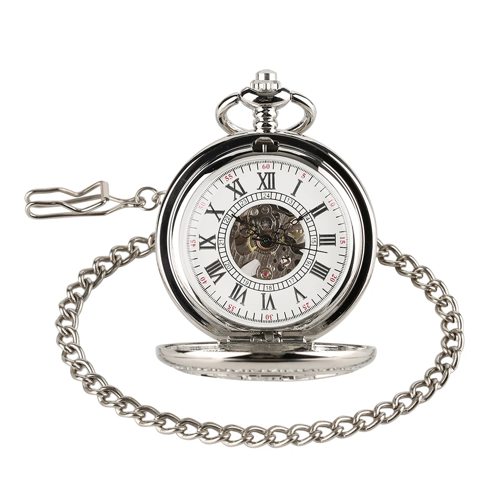 Антикварный серебряный кулон карманные часы ручной обмотки Механические карманные часы Цепочки и ожерелья Винтаж стимпанк Hollow часы