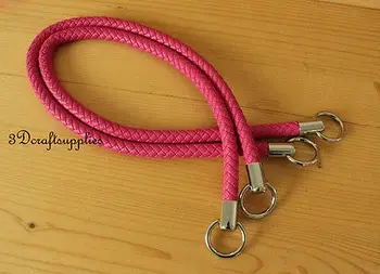 

Crochet PU leather handles purse handles a pair rose 25 inch M39B