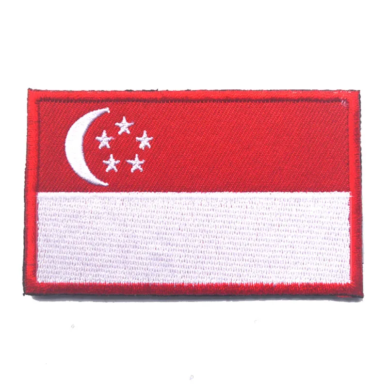 custom Singapore flag national country patches hook&loop morale