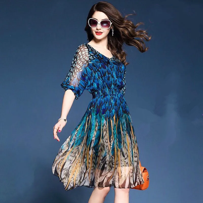 Lguc.H Silk Summer Dress 2019 Luxury Chiffon Dress Beautiful Beach
