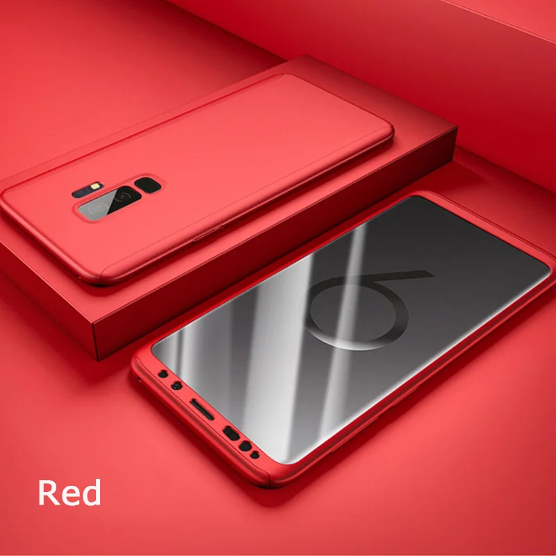 360 Полное покрытие для samsung Galaxy S10 S9 S8 плюс S10e примечание 9 8 5 S7 S6 край M10 M20 A30 A50 Жесткий ПК чехол+ Экран протектор - Цвет: Red