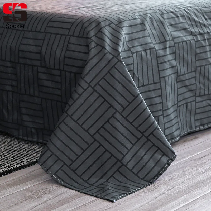 

Sookie Bed Sheet Geometric Stripe Plaid Printing Flat Sheet Fashion Bed Mattress Covers king queen twin size Bed Spread for home