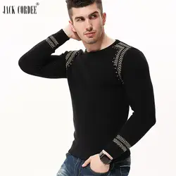 Jack cordee осень модный свитер Для мужчин пуловер Slim Fit Для мужчин S трикотажные Свитеры для женщин Повседневное Золотой Полосатый Хлопок