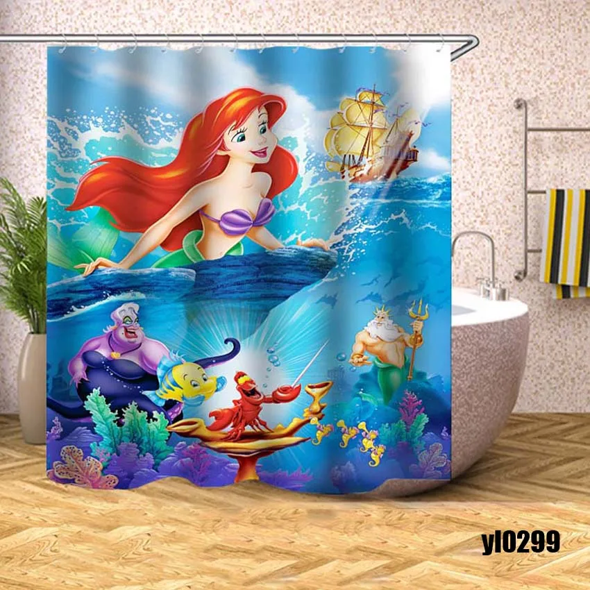 

Mermaid Cartoon Shower Curtain Sea Europe Waterproof Bath Curtains for Bathroom Bathtub Large Wide Bathing Cover Rideau De Bain